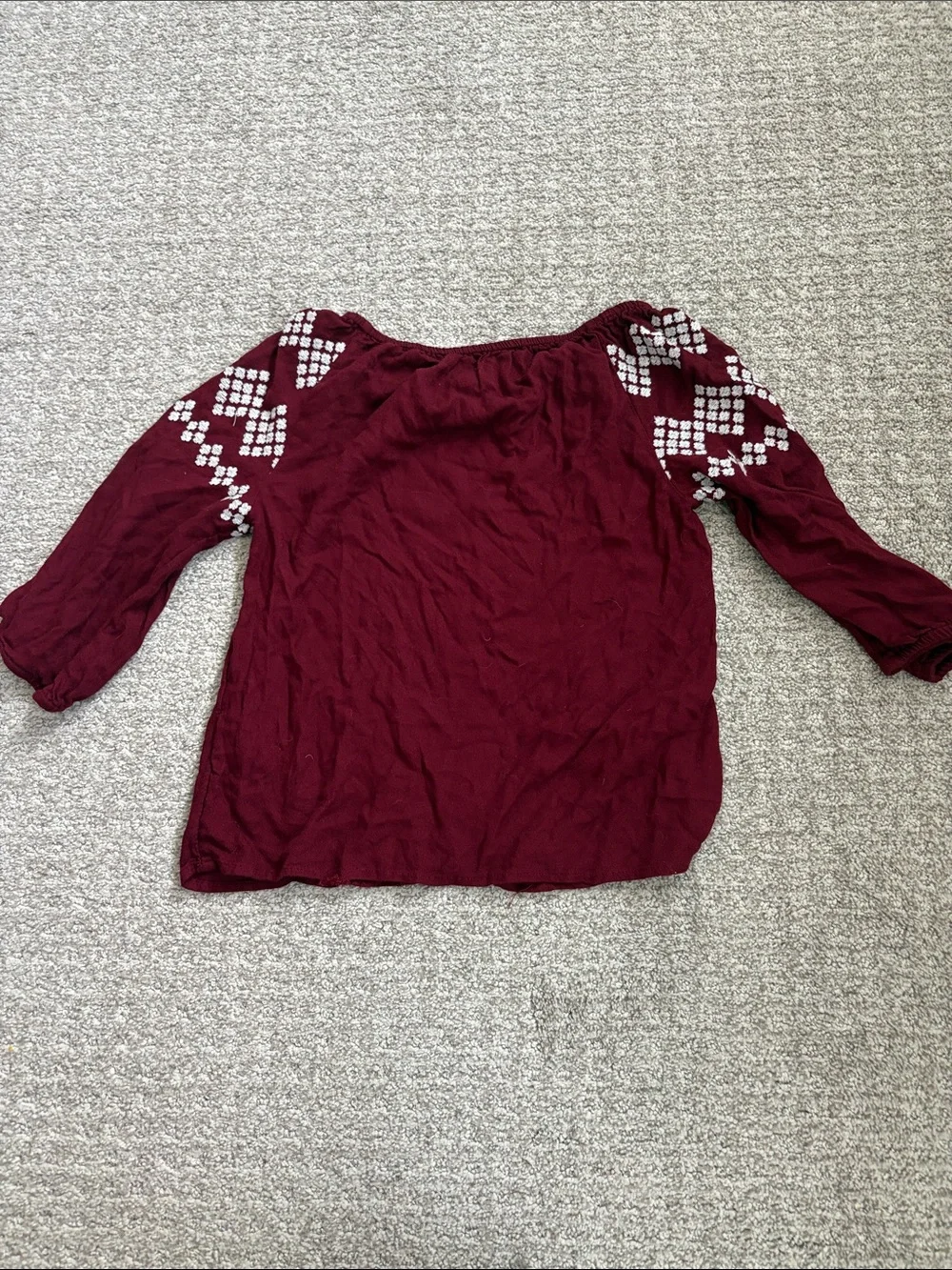 Old Navy Girls Burgundy Maroon Set Embroidered Stiching Size Large